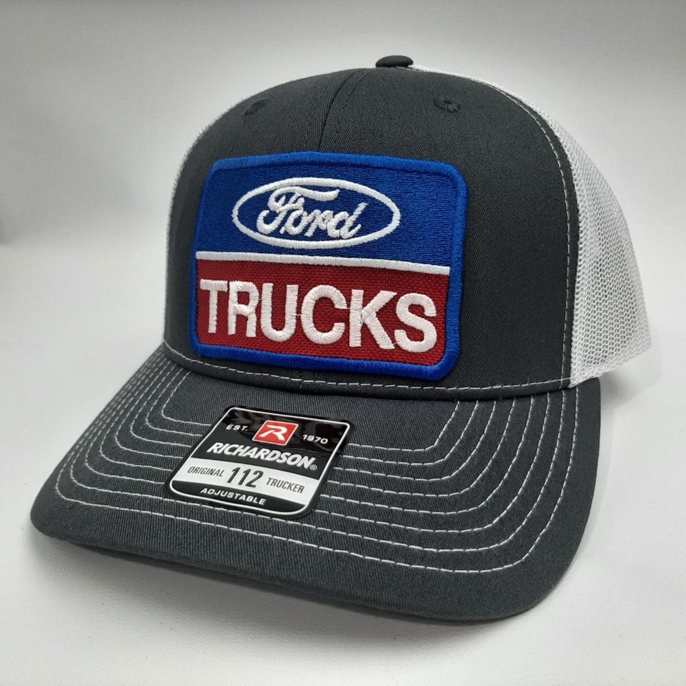 Ford Trucks Richardson 112 Mesh Snapback Cap Hat Charcoal Gray Embroidered Patch